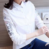 womens formal cute street chic t shirt solid shirt collar long sleeve  ...