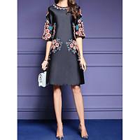 womens casualdaily holiday chinoiserie a line loose dress embroidered  ...