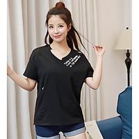 womens going out vintage t shirt solid round neck short sleeve cotton