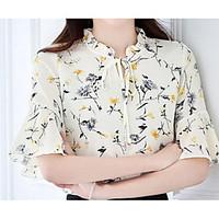 womens casualdaily simple summer blouse print round neck short sleeve  ...