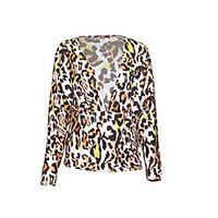 womens casualdaily sexy summer blouse leopard v neck long sleeve rayon ...