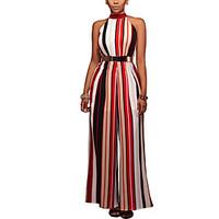 womens wide leg jumpsuitscasualdaily holiday sexy vintage striped crew ...