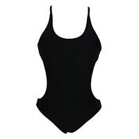 Women\'s Solid Black White One-piece Swimwear, Sexy Straped with Strings