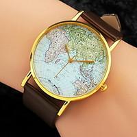 Women\'s Watch World Map Pattern PU Band Strap Watch Cool Watches Unique Watches Fashion Wrist Watch Strap Watch