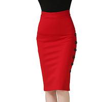 Women\'s Plus Size Pencil Bodycon Solid Slim Hin Thin Split SkirtsCasual/Daily Work Simple Street chic High Rise Knee-length Elasticity Polyester