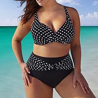 womens bandeau bikini high rise dot polyester black