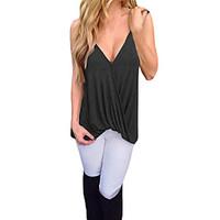 womens spaghetti strap v neck drape front tank top