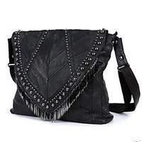 Women Sheepskin Formal Sports Casual Event/Party Shoulder Bag Tote Coin Purse Black