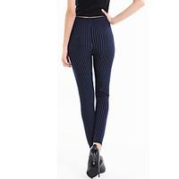 Women\'s Fine Stripe Print Striped Darkblue Legging Polyester