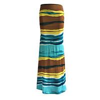Women\'s Swing Rainbow Skirts, Going out / Casual/Daily Sexy / Vintage High Rise Midi Zipper Cotton Micro-elastic Summer