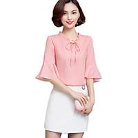 womens ruffle going out beach simple street chic blouse solid v neck l ...