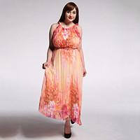 womens lace plus size beach boho swing dress print round neck maxi sle ...