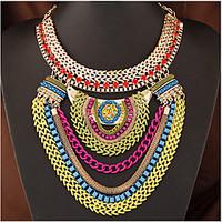 Women\'s Statement Necklaces Layered Necklaces Alloy Fashion Statement Jewelry Dark Red Screen Color Jewelry Special Occasion Birthday Gift
