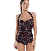 womens bandeau one piece floral polyester black