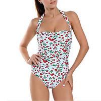 Women\'s Bandeau One-piece, Floral Polyester White