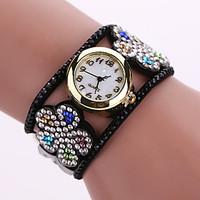 Women\'s Quartz Analog White Case Flower Leather Band Bracelet Wrist Watch Jewelry Cool Watches Unique Watches Fashion Watch Strap Watch