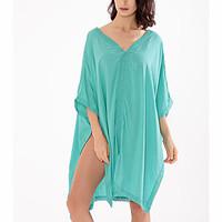 womens beach street chic loose dress solid v neck above knee sleeve co ...