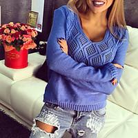 womens casualdaily simple street chic regular pullover solid blue pink ...