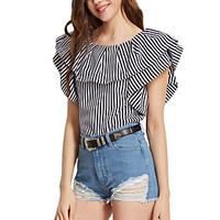 Women\'s Casual/Daily Simple All Seasons Shirt, Plaid V Neck Long Sleeve Red Cotton / Polyester Thin