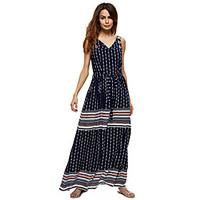 womens casualdaily work simple loose dress solid print v neck maxi sle ...