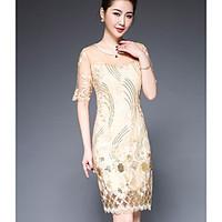 womens going out casualdaily a line dress embroidered round neck knee  ...