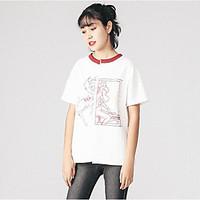 womens casualdaily simple t shirt print round neck short sleeve cotton