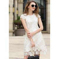 womens going out party cute a line dress floral round neck knee length ...