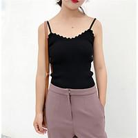 womens casualdaily simple t shirt solid strap sleeveless cotton