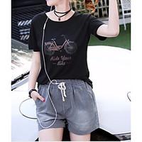 womens casualdaily simple summer t shirt print round neck short sleeve ...