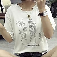 womens casualdaily simple t shirt print asymmetrical short sleeve cott ...