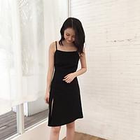 womens other casual simple shift little black dress solid strap knee l ...