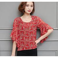 womens casualdaily simple summer blouse solid round neck short sleeve  ...