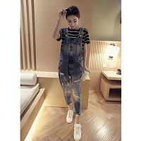 womens mid rise inelastic overalls pants simple slim solid