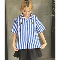 womens casualdaily simple spring summer shirt striped embroidered shir ...