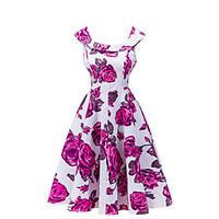 womens going out casualdaily vintage swing dress floral pleated round  ...