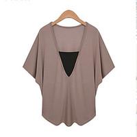 womens casualdaily plus size summer blouse solid v neck length sleeve  ...