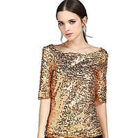 womens sequin solid gold sequins club casual street chic plus size all ...