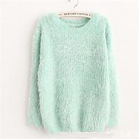 womens casualdaily simple cute regular pullover solid blue pink beige  ...