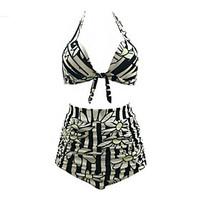 womens high rise print classics plus size hin thin halter bikinis flor ...