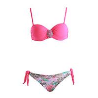 womens push up diamond decorated beach bandeau bikini