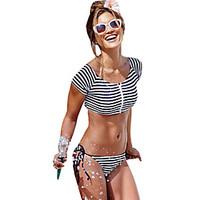 womens sexy fashion stripe classic halter tankinis color block push up