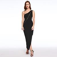Women\'s Off The Shoulder Sexy / Simple Club Solid Slim Zipper Fashion Irregular Bodycon / Sheath Dress, One Shoulder Maxi