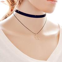 Women\'s Choker Necklaces Pendant Necklaces Tattoo Choker Alloy Fabric Star Tattoo Style Double-layer Fashion Adjustable Black Jewelry