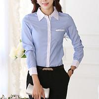 Women\'s Fashion Color Block Plus Size Cotton Shirt