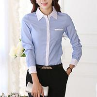 womens fashion color block plus size cotton shirt