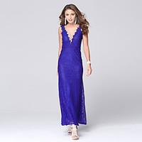 womens lacebackless sexy clubparty v neck backless lace maxi dress