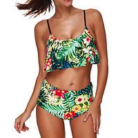 Women\'s High Waist Plus Size Push Up Vintage Retro High Waist Floral Bikini(S-3XL)