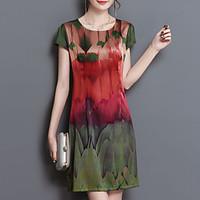 womens plus size going out sophisticated loose dress print round neck  ...