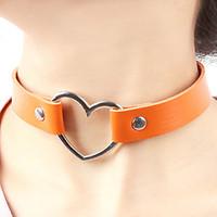 Women\'s Choker Necklaces Tattoo Choker Leather Alloy Heart Tattoo Style Fashion Punk Green Blue Pink Navy Transparent Jewelry Daily Casual