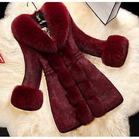 womens plus size casualdaily simple fur coat solid long sleeve red whi ...